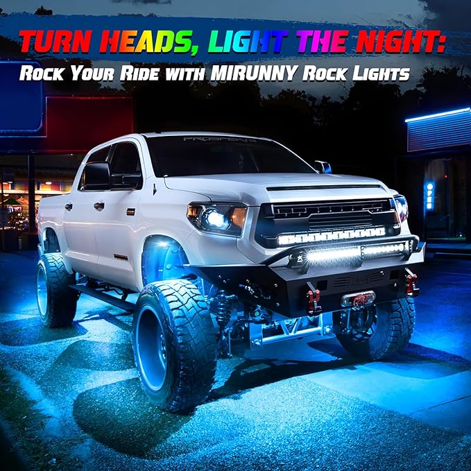 8 Pods RGB Rock Lights for Trucks,Multi Chasing Color App/Remote Control Led Rock Lights with Music Mode Underglow Kits for Cars Jeep UTV SUV ATV