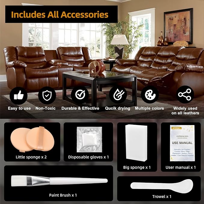 Leather Recoloring Balm, Leather Color Restorer, Leather Restorer for Couches, Leather Scratch Remover, Leather Scratch Repair, Leather Repair Kit for Furniture, Leather Dye (White)