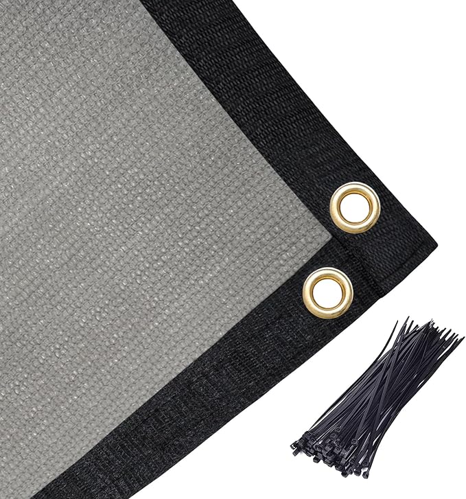 Amagenix 90% Shade Fabric 12'X 15' Gray Sun Shade Cloth with Grommets for Pergola Replacement Shade Cover Canopy, Heavy Duty, Cable Zip Ties Included (We Customized)