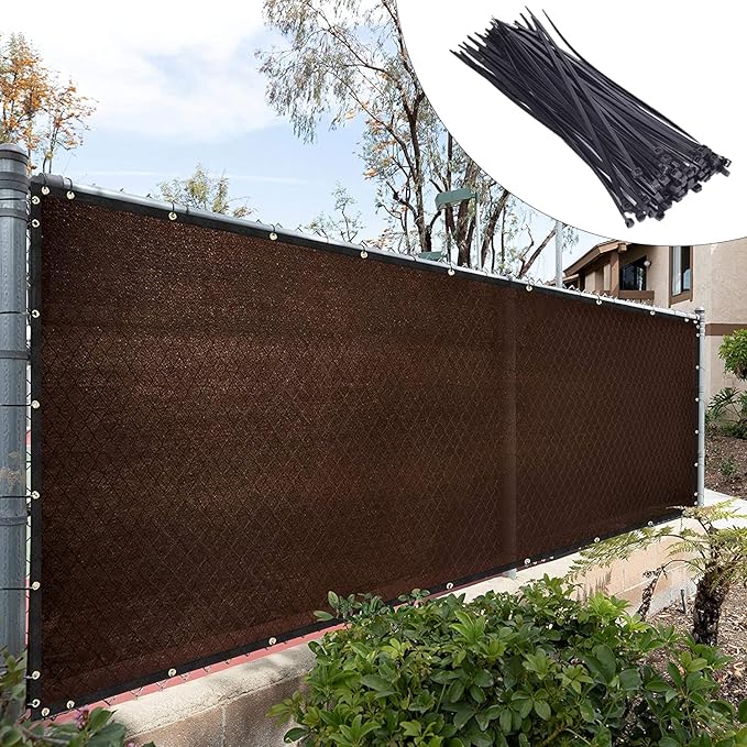 Royal Shade Custom Size 6' x 138' Brown Fence Privacy Screen Windscreen Cover Netting Mesh Fabric Cloth - Cable Zip Ties Included (We Make Custom Size)