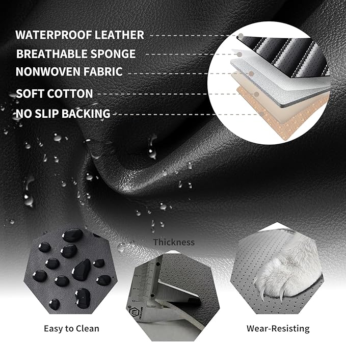 Car Seat Covers Full Set Fit for Toyota Prius 2001-2026, Premium Faux Leather Car Seat Protector, Breathable, Anti-Slip, Comfortable & Durable (Black&White,Full Set)