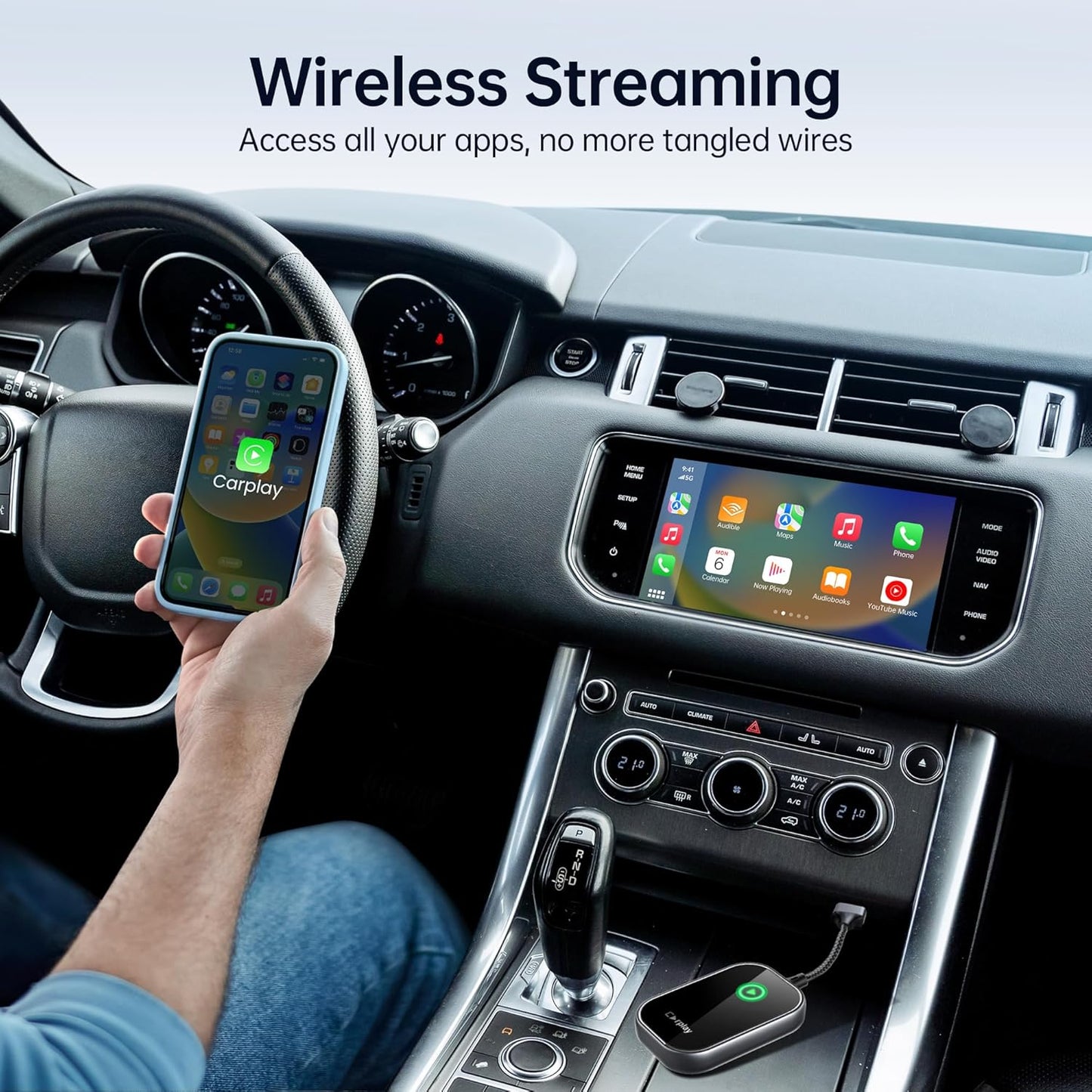 Wireless CarPlay Adapter, Converts Wired to Wireless CarPlay Dongle for Apple iPhone, Plug & Play Auto Connect Zero Latency fits for Cars from 2015 & iOS 10+ Space Gray