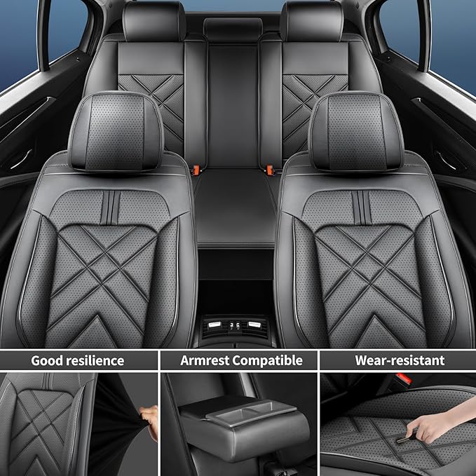 CX-30 Car Seat Covers Fit for Mazda CX-30 2020-2026, Full Coverage Premium Leather Waterproof Breathable Seat Covers, Automotive Seat Protectors, Airbag Compatible(2 Front Seats, Black & Red)