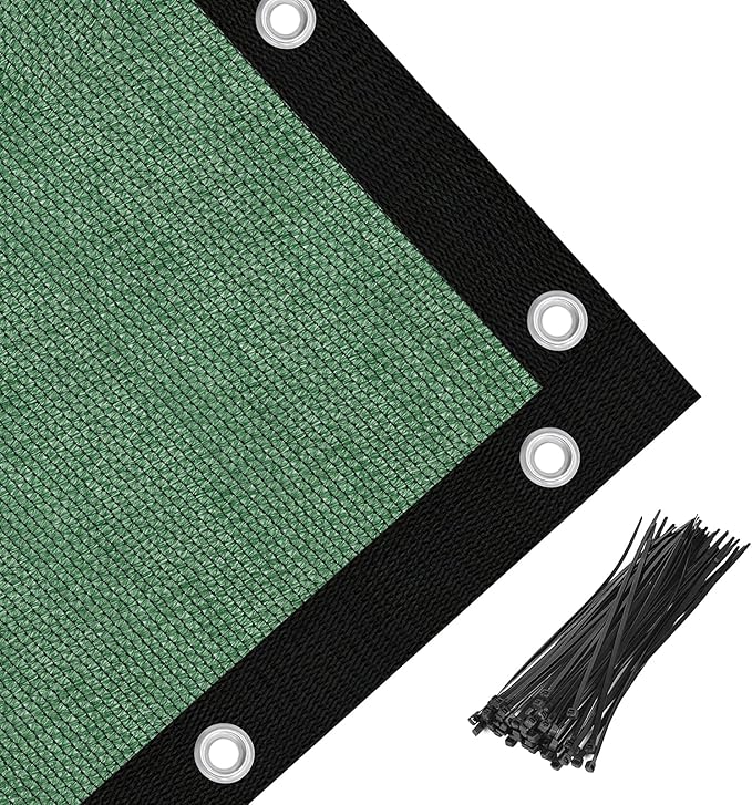 Amagenix 90% Pergola Shade Cover 8' X 8' Sun Shade Cloth with Grommets for Outdoor Garden Patio Porch, Commercial Grade 200 GSM - Cable Zip Ties Included (We Customized) GN108, Green