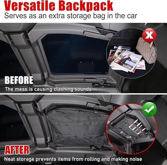 Roof Organizer Bag Storage for Hummer EV Accessories Sunroof Rooftop Panel Waterproof Foldable Heavy Duty Hardtop Cargo Carrier Bag Overhead for Hummer EV SUV Pickup 2022-2025 2026 (Rear Roof-Left)