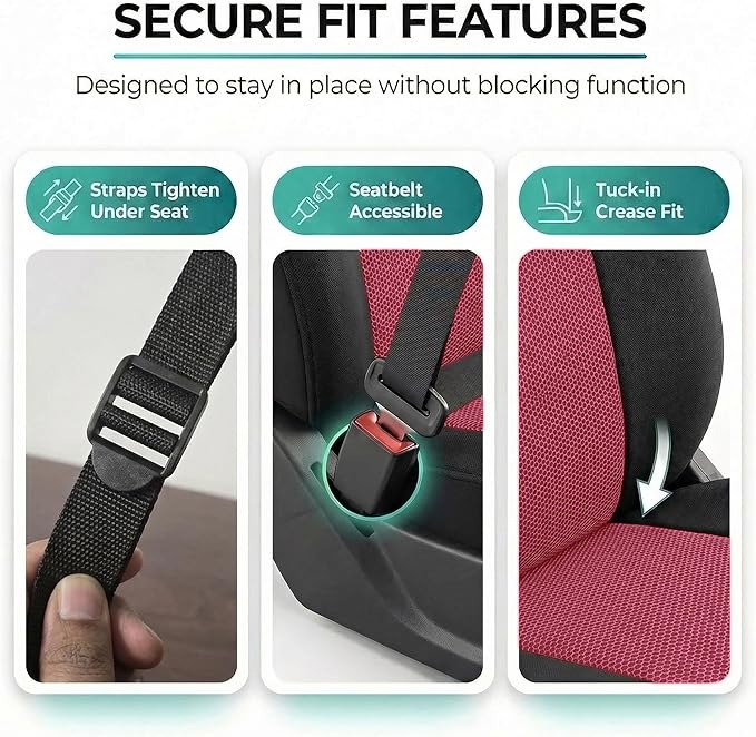 FH Group Automotive Front Car Seat Covers for SUV, Trucks, Sedan and More - Universal Fit Front High Back Design Interior Accessories - 3D Mesh Fabric Center Panel - Burgundy