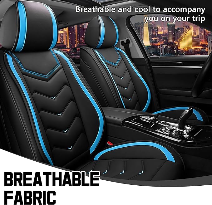 CTDS Car Seat Covers for Mazda CX-5 CX-3 CX-7 CX-9 CX-50 CX-30 CX-70 CX-90 2007-2026, Stylish Sport Seat Cover, Premium Nappa Leather Car Seat Cover.(Standard 2 Seats/Black Blue)