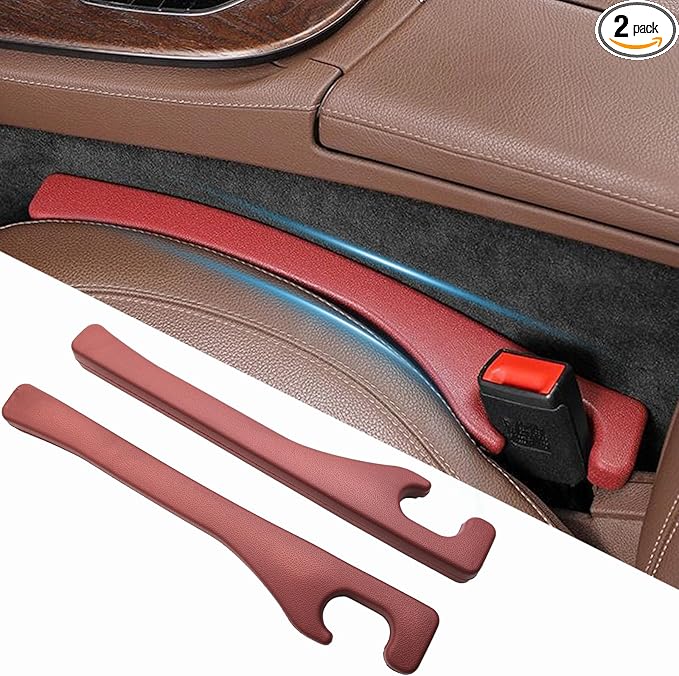 2Pcs Car Seat Gap Filler Set,Seat Gap Organizer, No Drop Seat Guard,Car Seat Accessories,Drop seat Gap fillers Between Seat and Console Stop Things from Dropping (Claret 2Pcs)