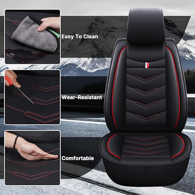 Car Seat Cover 8 Seats for Hyundai Palisade 2020-2025, Durable Wear Resistant Waterproof Sport Seat Cover, Breathable No Odor Premium Leather Vehicle Seat Covers.(Standard,Black Red)