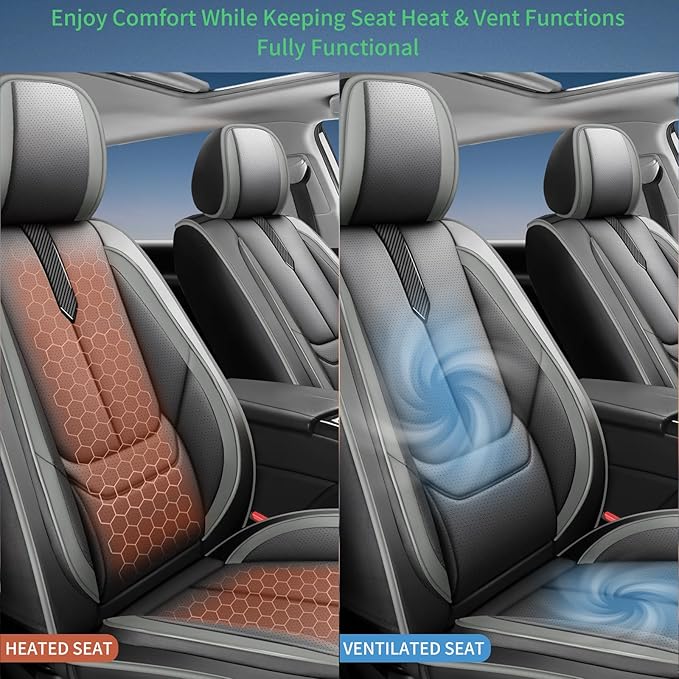 Fit 4Runner Car Seat Covers (5 Seats) for Select Toyota 4Runner 2003-2024 2025 2026 - Full Coverage Leather,Airbag Compatible, Waterproof & All Weather Seat Cushion Protector,Full Black-Grey