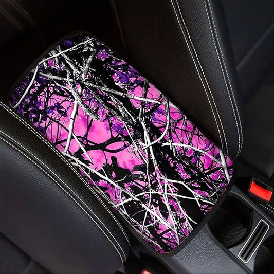 Suobstales Pink Camo Print Car Center Console Armrest Cover Fashion Armrest Cushion Cover Pad Auto Car Interior Decorative Accessories Universal Fit Sedan Truck SUV