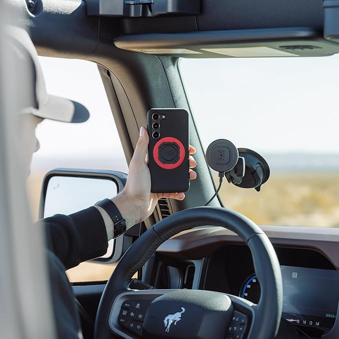 Quad Lock Heavy Duty Suction Car Phone Mount with MAG Phone Case and MAG Wireless Charging Head for iPhone 12/12 Pro