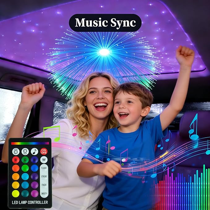 Twinkle Headliner Star Light, 16W 1200Pcs*1200pcs*0.03in*118in Ceiling Fiber Optic Lights APP/Remote Control Sound Activated Mode RGBW for Car Home Star Ceiling Decoration