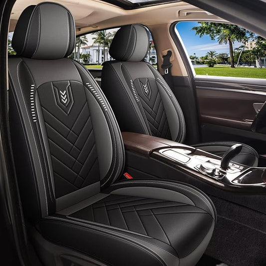 AOMSAZTO Front Seat Cover Fit for Buick Envision 2017-2026: Faux Leather Automotive Seat Covers Waterproof Vehicle Seat Cushion Protector Car Interior Covers(2 Seat Black&Grey) F