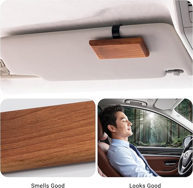 Yuoyar Wood Car Scents Air Freshener Visor Clips Diffuser Odors Eliminator (Jasmine-scented)