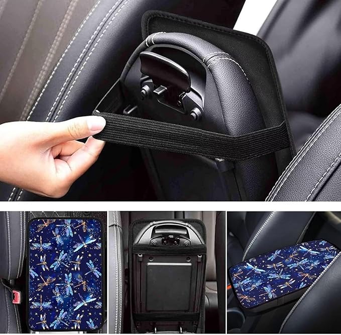 Dragonfly Universal Center Console Armrest Soft Pad Protector Cover Non Slip Fits for Most Vehicle,SUV,Truck Car Decoration