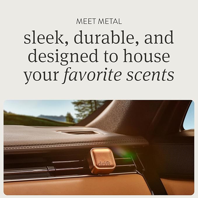 Drift Metal Vent Clip Starter Kit - Car Air Freshener - Scent Diffuser for Car - Metal Odor Eliminator - Open Air