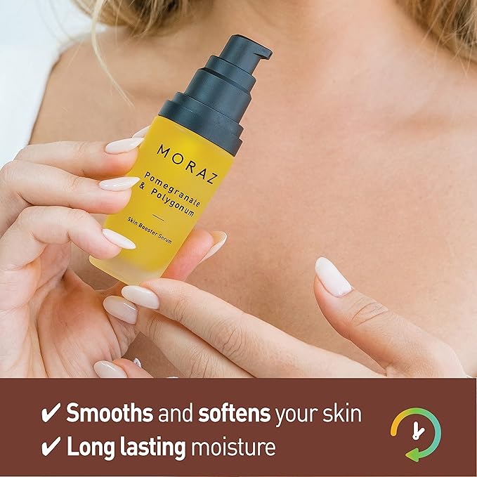 Moraz Skin Booster Vitamin C Face Serum with Pomegranate Extract, Polygonum, Myrtle, Mugwort, Jojoba Oil & Vitamin E – SLS & Paraben Free Anti Aging Serum – Antioxidant Glow Serum for Face, 1.1 Fl Oz