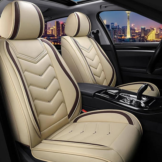 CTDS Car Seat Covers for Ford F-150 2000-2026, Stylish Sport Seat Cover, Premium Nappa Leather Car Seat Cover. Automobile Seat Covers Sets.(Standard 2 Seats/Beige)