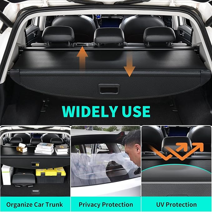Cargo Trunk Cover fit for Hyundai Tucson 2025 2024 2023 2022 Accessories, Retractable Rear Luggage Security Shade Cover, Anti-Peeping Privacy Screen Protector, Carbon Fiber Texture