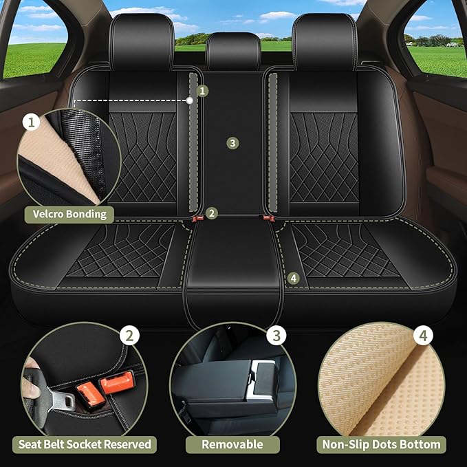 Full Set Car Seat Covers for Toyota Venza 2009-2021: Breathable Perforated Leather Seat Cover (Black)