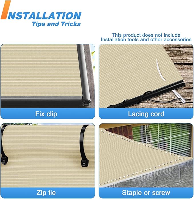 TANG Sun Shade Fabric Roll 8'x87' Shade Cloth for Garden Beige HDPE Mesh Shading Pergola Cover Replacement Canopy, 95% Blockage Sunshades for Outdoor Patio Backyard Plant