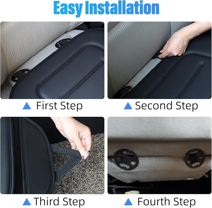 KAYI Car Seat Cushion, Comfort Memory Foam Car Cushions for Driving, Breathable Leather Surface with Anti Slip Rubber Bottom, Seat Cushion for Car and Office Chair (2 Pack, Black)