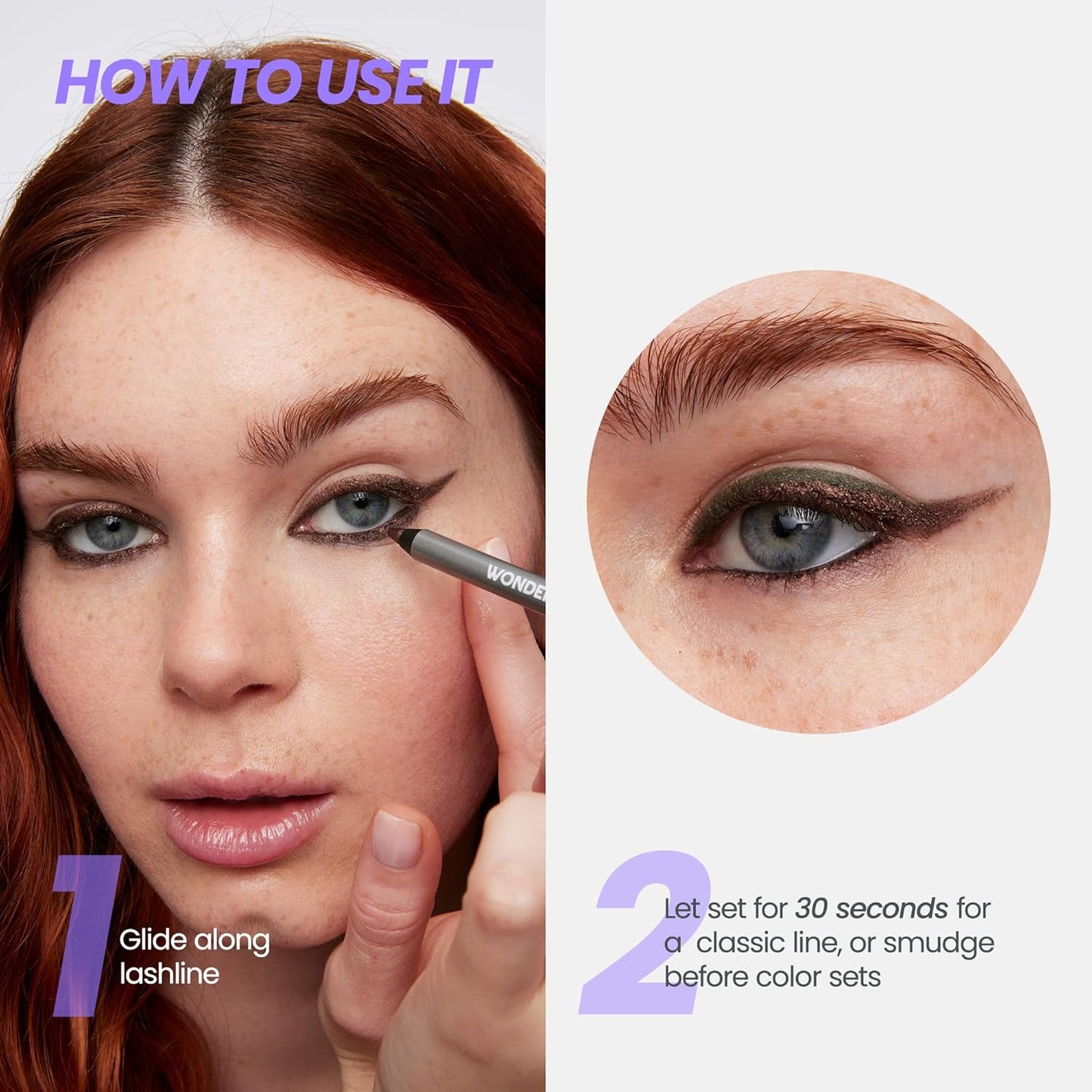 Wonderskin 1440 Longwear Green Eyeliner Pencil with Sharpener - Waterproof, Sharpenable Eyeliner Pencil & Smudge Proof Green Eye Liner Pencils (Olive)