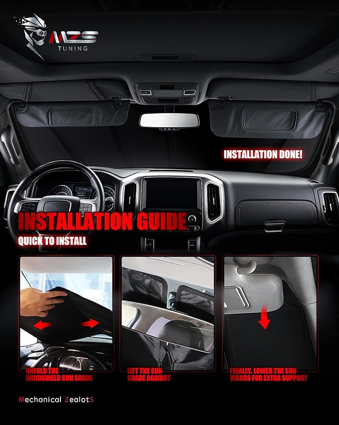 MZS Windshield Sun Shade Compatible with Corolla Sedan 2020-2026 / Hatchback 2019-2026, Foldable Car Sun Shield with Storage Pouch, Front Window Visor Sunshade Accessories for Interior Protector