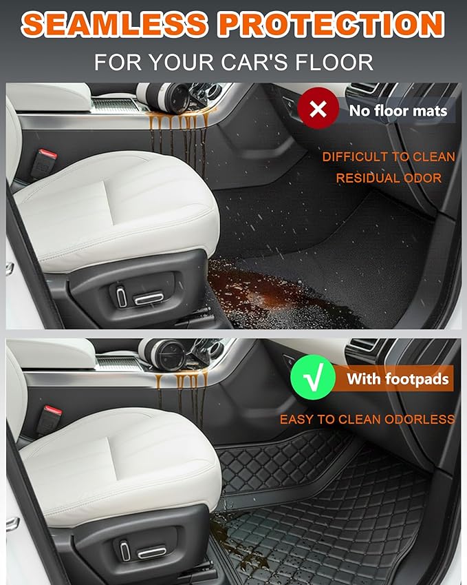 All-Weather car Floor MATS-Suitable for 99% of car Models,Leather car mat, offering Personalized Embroidery and Multiple Color Options,Provide Protection for car Rug (Black Rice)
