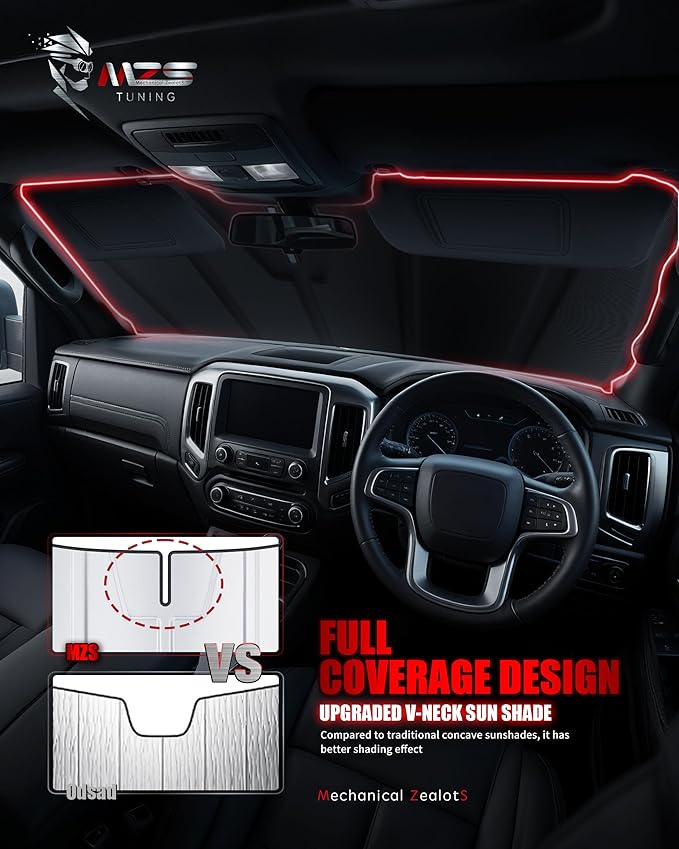 MZS Windshield Sun Shade Compatible with Lyriq 2023-2026, Foldable Car Front Window Sunshade with Storage Pouch, Sun Visor Shield Accessories for Interior Protector