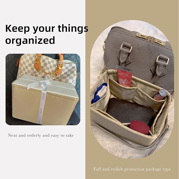 DGAZ Silk Purse Organizer Insert Fits LV Speedy 16/20/25/30/35/40/45 bags，Silky Smooth Bag Organizer，Luxury Handbag & Tote Shaper(S2 trench,SP20)