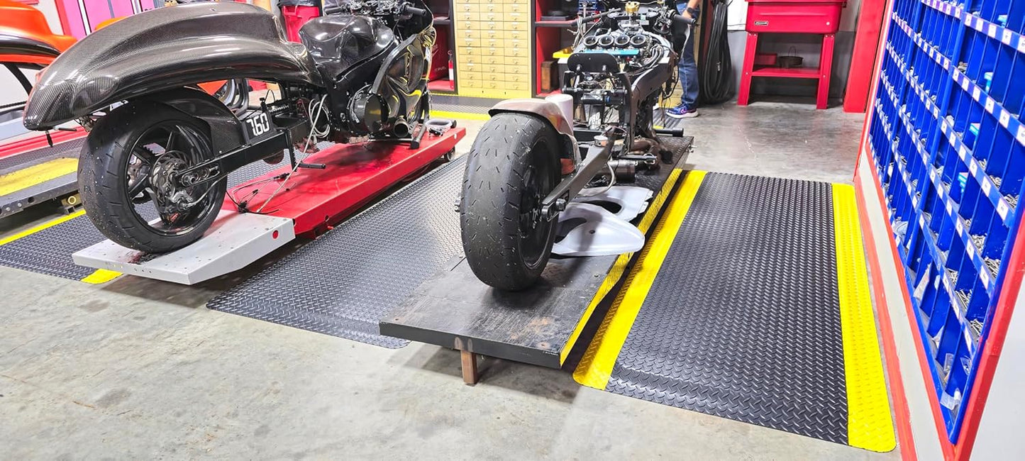 Rhino Mats, American Classic Diamond Anti-Fatigue Mats, Industrial Ergonomic Comfort Standing Mat for Work, Home, Garage, Office, Kitchen or Anywhere (Black/Yellow 9/16" Thick, 3 FT. x 10 FT.)
