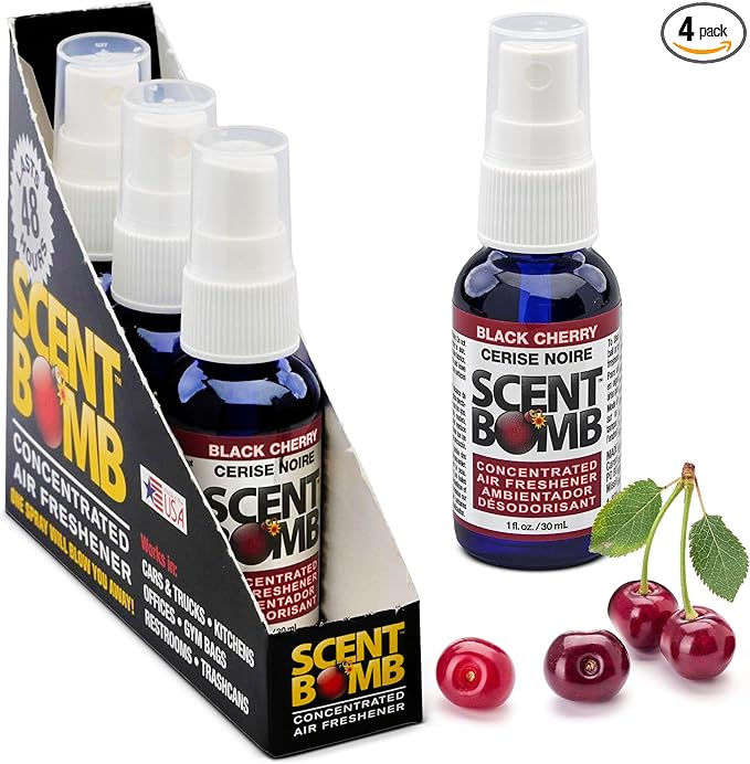 Scent Bomb Air Freshener Spray, Long-Lasting Odor Eliminator - Effective Deodorizer for Home & Car, Fresh Room Spray for Kitchen, Bathroom & Smell Neutralizer - 1 oz Pack of 4, Gardenia Scent