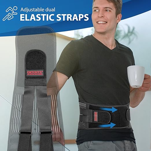 ORTONYX Lower Back Support Belt for Men and Women, Heavy Wok Lifting, Back pain Relief, Herniated Disc, Sciatica/Black S