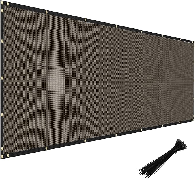 Windscreen4less Privacy Fence Screen Heavy Duty Windscreen Fencing Mesh Fabric Shade Net Cover with Brass Grommtes for Outdoor Wall Garden Yard Pool Deck, 8'x133' Brown