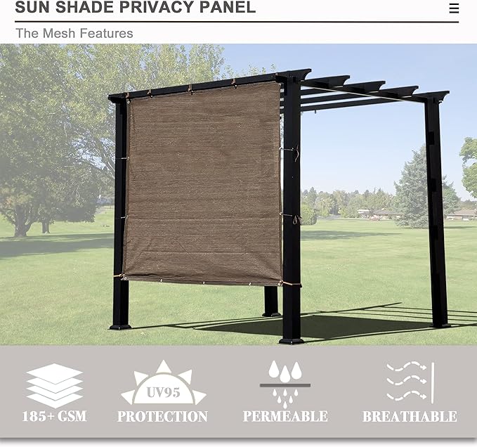 Alion Home Sun Shade Privacy Panel with Grommets and Hems on 4 Sides for Patio, Awning, Window, Pergola or Gazebo - Mocha Brown (10' x 7')