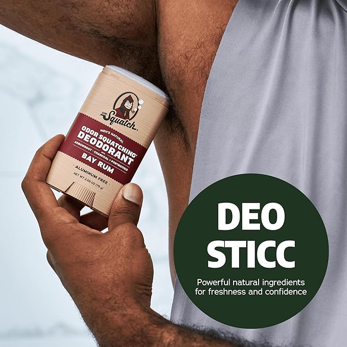 Dr. Squatch Natural Deodorant for Men - Odor-Squatching Aluminum Free - Pine Tar & Birchwood Breeze (2.65 oz, 2-Pack)