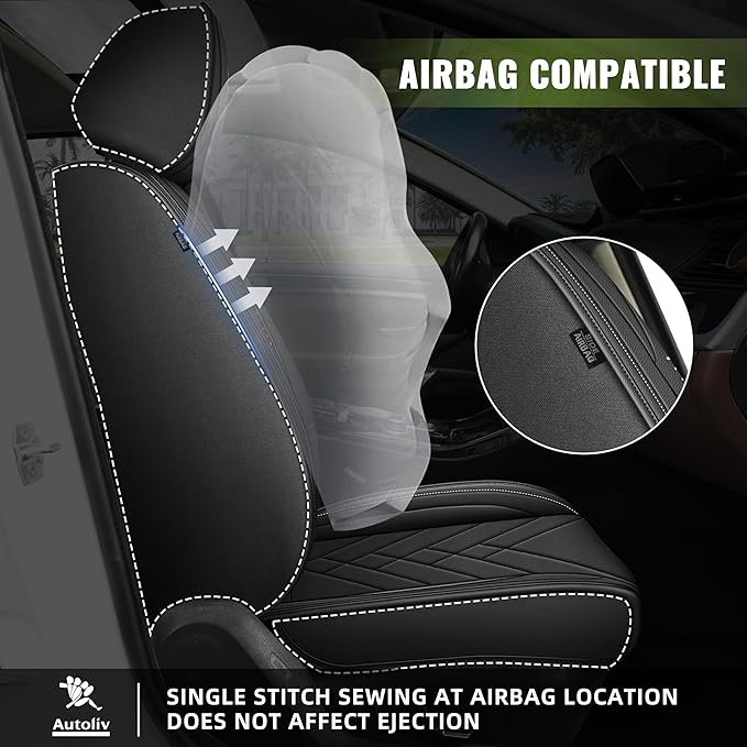 AOMSAZTO Front Seat Covers Fit for 500L 2016-2023 Waterproof Faux Leather Car Seat Cover Compatible with Airbag(2PCS Front, Black)