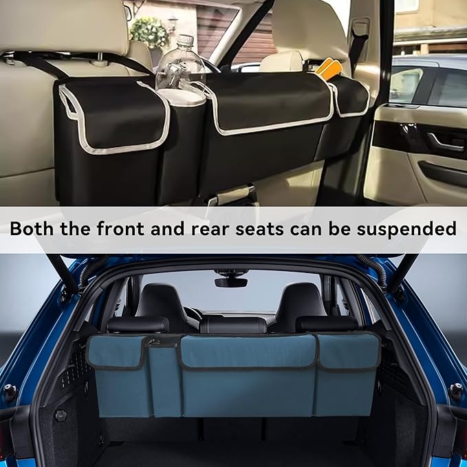 Car Trunk Organizer, Backseat Hanging Large Storage with Adjustable Straps,Waterproof PVC Collapsible Cargo Bag, Car Interior Accessories for Auto SUV MPV (Red)