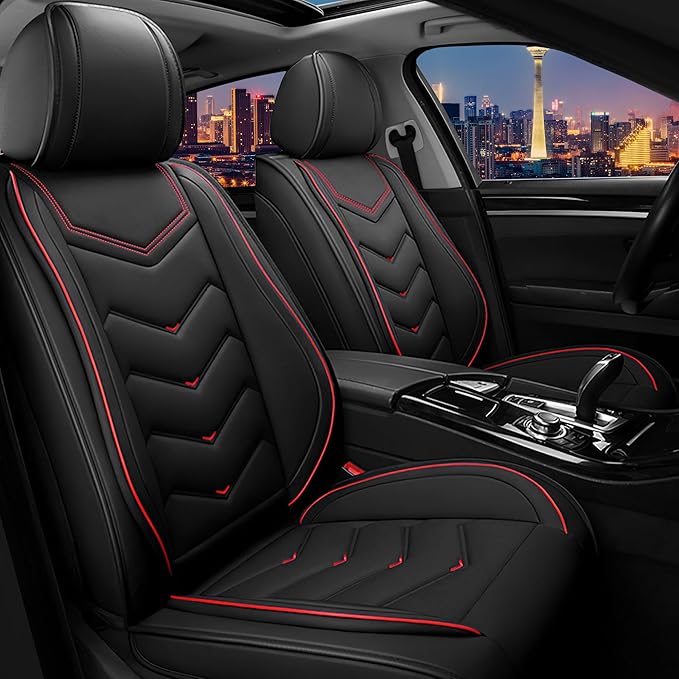CTDS Car Seat Covers for Chevy Equinox 2005-2026, Stylish Sport Seat Cover, Premium Nappa Leather Car Seat Cover. Automobile Seat Covers Sets.(Standard 2 Seats/Black)