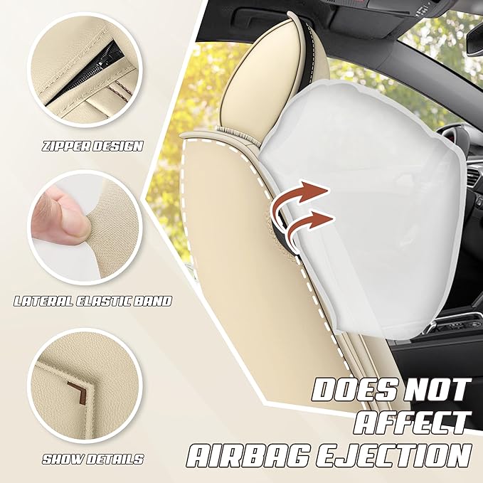 Car Seat Covers Fit for Infiniti g37 2000-2026, Stylish Sport Seat Covers, Waterproof Wear-Resistant Premium Nappa Leather Car Seat Cover.(2 Pcs Front with Pillow/Beige)