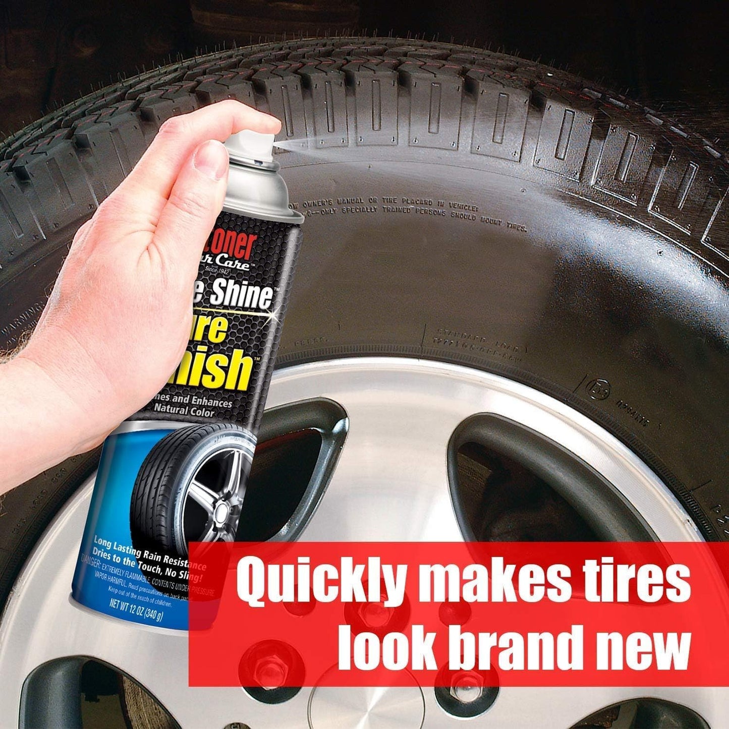 Stoner Car Care 91044-3PK Original More Shine Tire Finish for Tire and Wheel Care Creates a Long-Lasting, Rain-Resistant Tire Shine, Makes Faded Tires Look New, Non-Greasy Formula, 12 Oz, Pack of 3