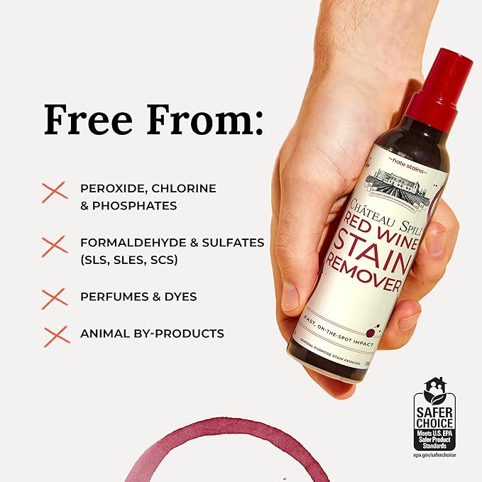Chateau Spill Wine Stain Remover Spray - Laundry Stain Remover Spray - EPA Safer Choice Certified Carpet Cleaner - 4 Fl Oz (Pack of 3)