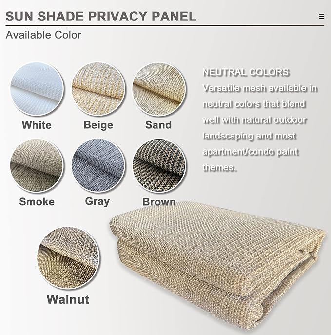 Sun Shade Privacy Panel with Grommets on 4 Sides for Patio, Awning, Window Cover, Pergola or Gazebo (Walnut, 8' x 5')