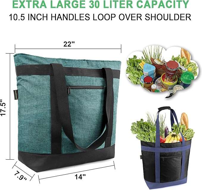 BeeGreen Insulated Cooler Bag with Handles Oversized Sturdy Leakproof Freezer Shopping Tote for Groceries Heavy Duty Thermal Food Delivery Bag Burgundy