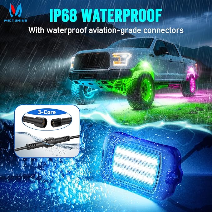 MICTUNING Q1+ MAX Ultra-Bright RGB Rock Lights - 2 Pods (Not inlcude Controller)