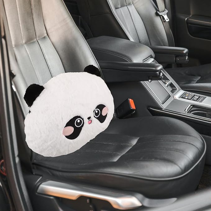 balacoo Cartoon Panda Lumbar Support Pillow Plush Seat Cushion for Car and Office Chair Lower Back Comfort Travel Neck Pillow