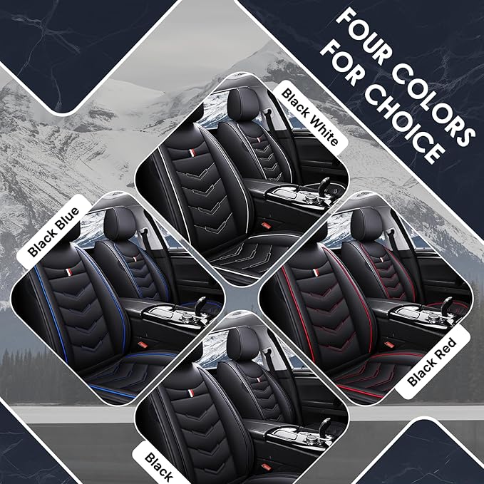 Car Seat Cover 7 Seats for Toyota Highlander 2001-2025, Waterproof Durable Premium Leather Car Seat Protector, Comfortable Anti-Slip Stylish Sport Seat Cover(7 Seats Standard,Black White)