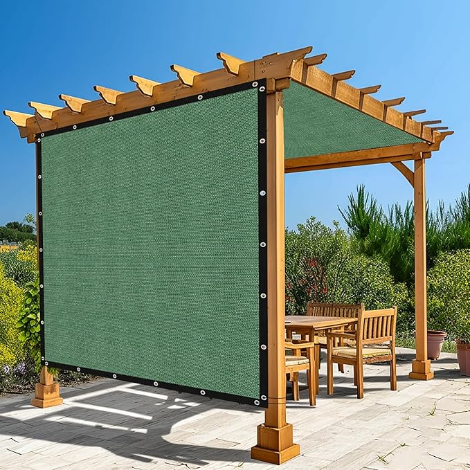 Amagenix 90% Pergola Shade Cover 12' X 14' Sun Shade Cloth with Grommets for Outdoor Garden Patio Porch, Commercial Grade 200 GSM - Cable Zip Ties Included (We Customized) GN108, Green